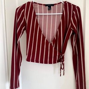 Striped Burgundy Forever 21 Crop Top
